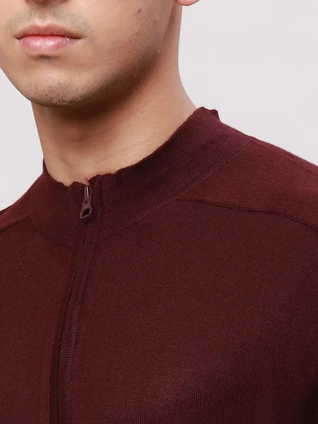 Park Avenue Men Red Regular Fit Solid Cotton Full Sleeve V Neck Collar Pullovers
