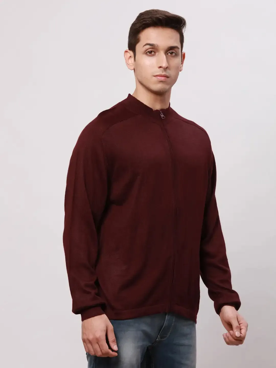 Park Avenue Men Red Regular Fit Solid Cotton Full Sleeve V Neck Collar Pullovers