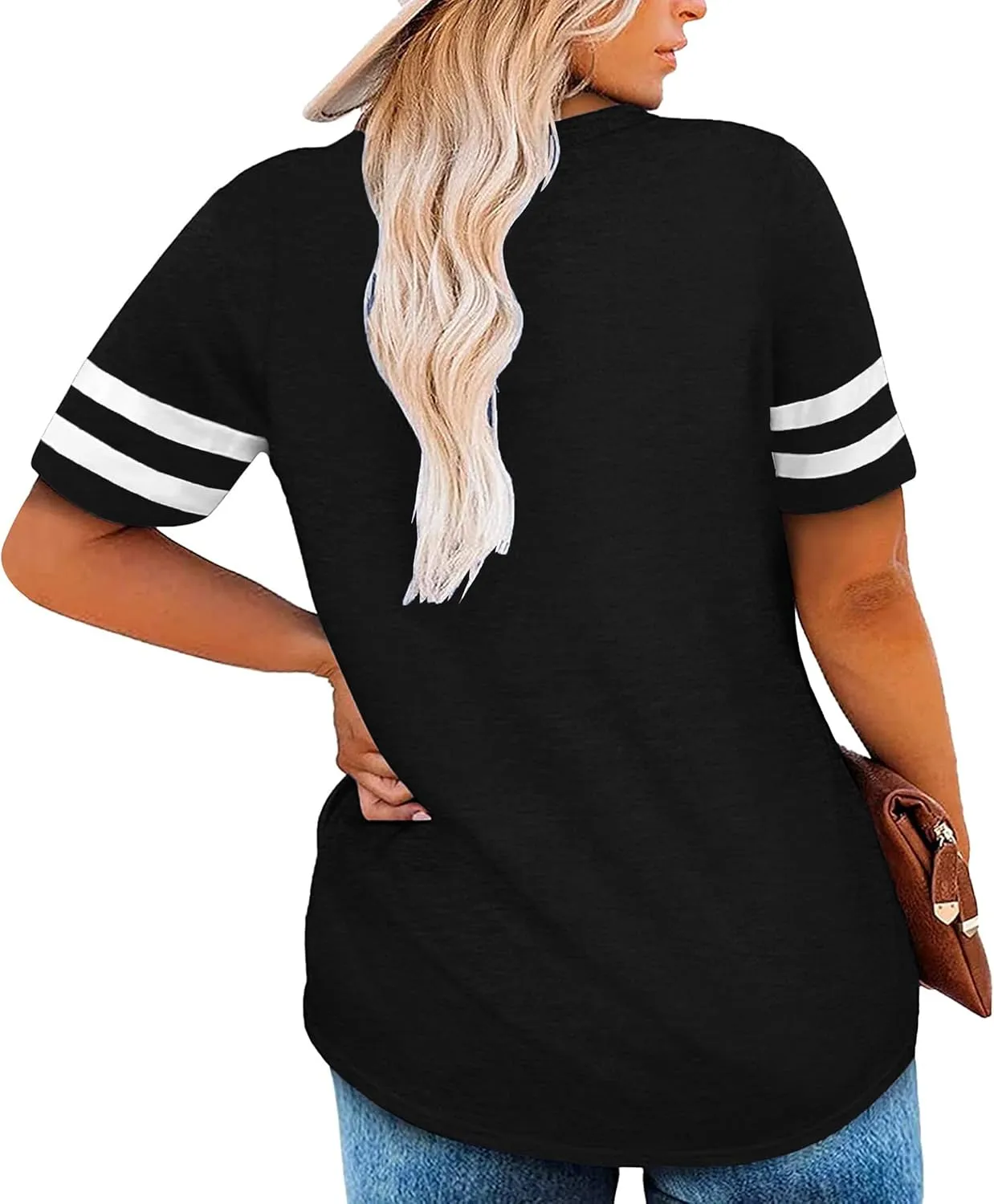 Plus Size Tops American Flag Shirts Womens V Neck Patriotic Tshirt USA Graphic Tee 4th of July T-Shirt
