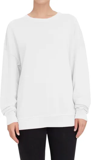 Prime Try Before You Buy Women Clothing,Top Women Loose Woman's Casual Fashion Long Sleeve Solid Color Round Collar Hoodie Lightweight Oversized (#1-White, XXL)