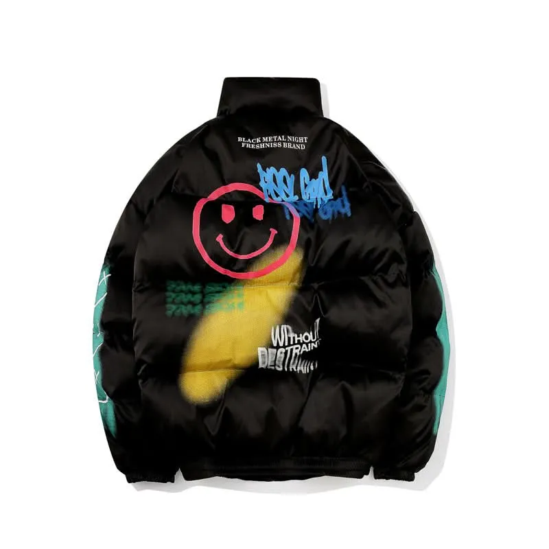 Puffer Jacket for Men - Smiley Print
