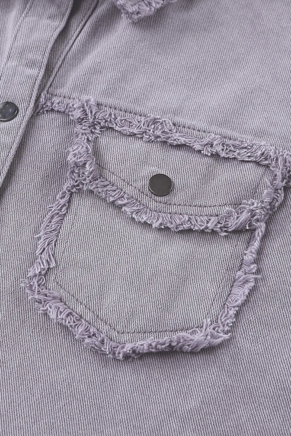 Purple Distressed Flap Pockets Denim Jacket