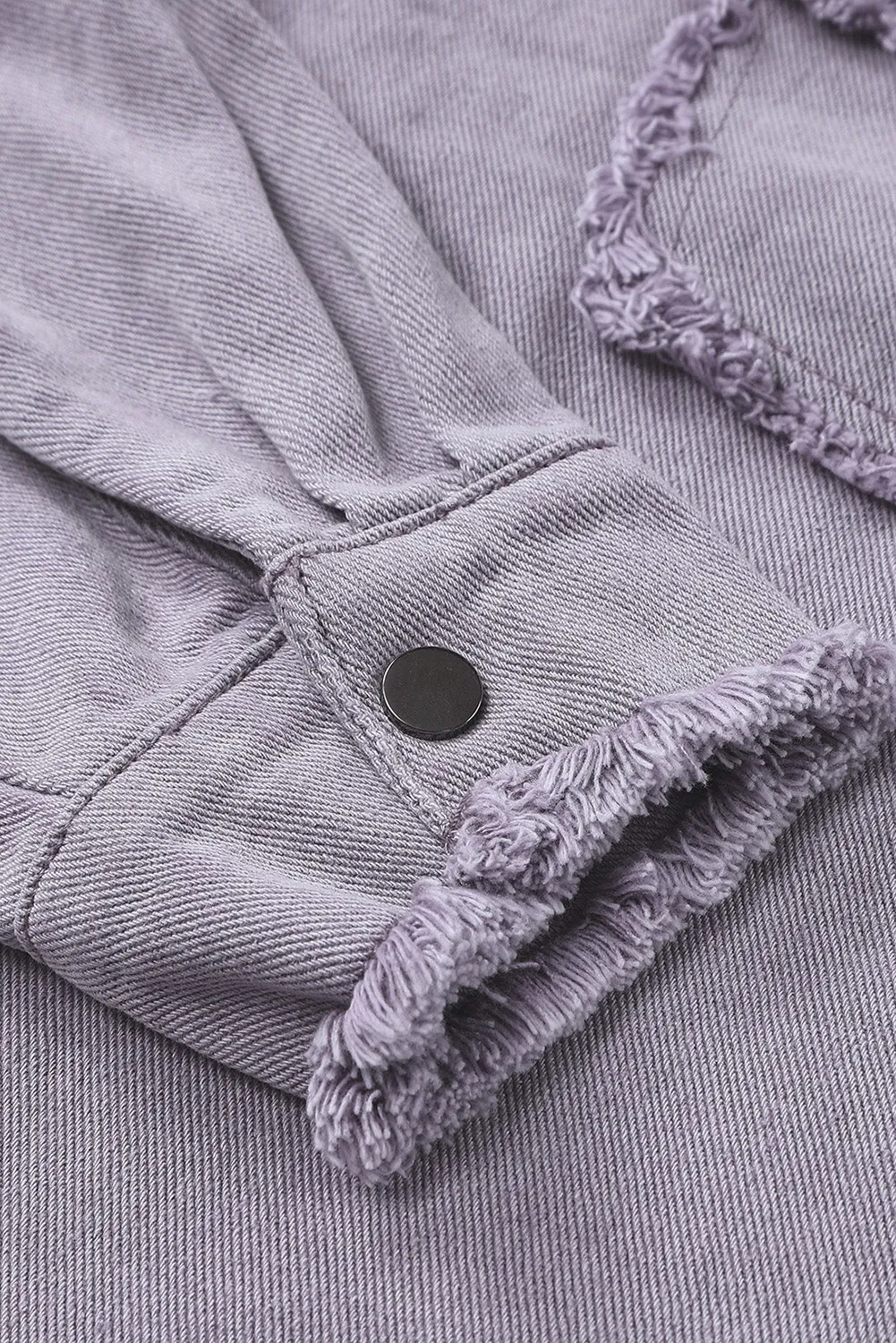 Purple Distressed Flap Pockets Denim Jacket