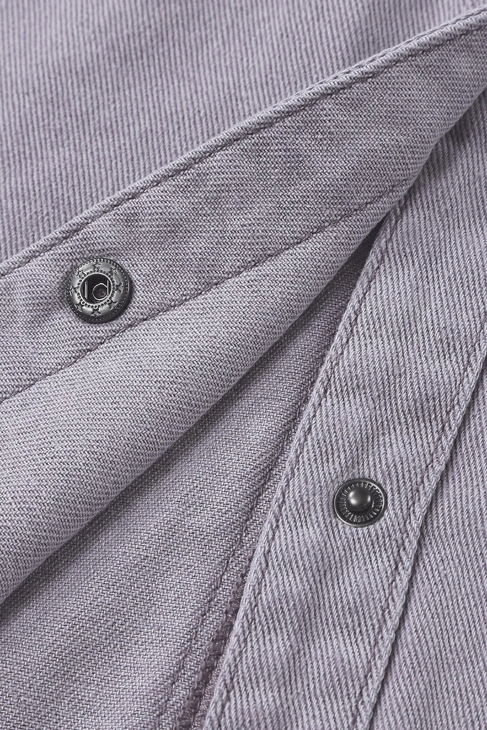 Purple Distressed Flap Pockets Denim Jacket