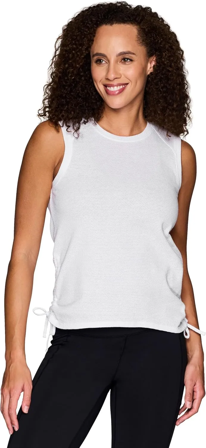 RBX Active Cotton Blend Workout Tank Top for Women, Side Tie Breathable Sleeveless Muscle Tee Yoga Tunic with Plus Sizes