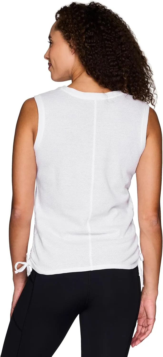 RBX Active Cotton Blend Workout Tank Top for Women, Side Tie Breathable Sleeveless Muscle Tee Yoga Tunic with Plus Sizes