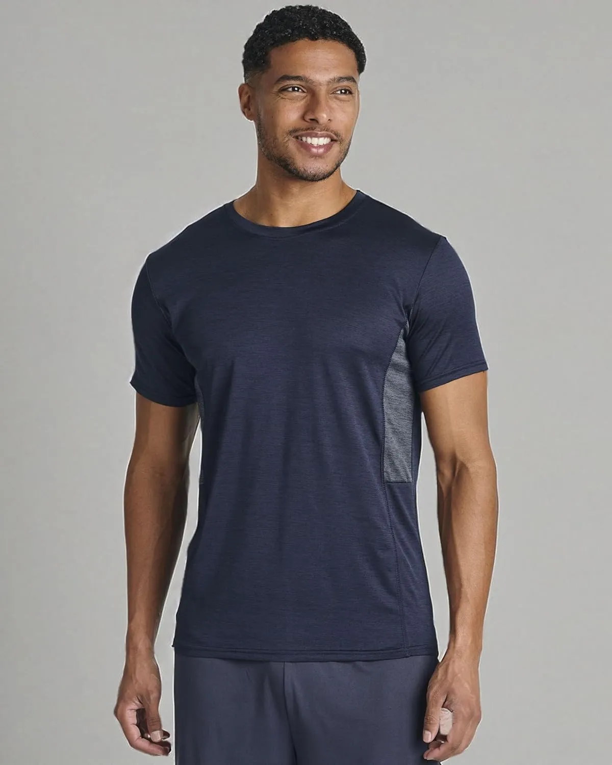 Real Essentials 5 Pack: Mens Short Sleeve Dry Fit Active Crew Neck T Shirt - Athletic Running Gym Workout Tee Tops