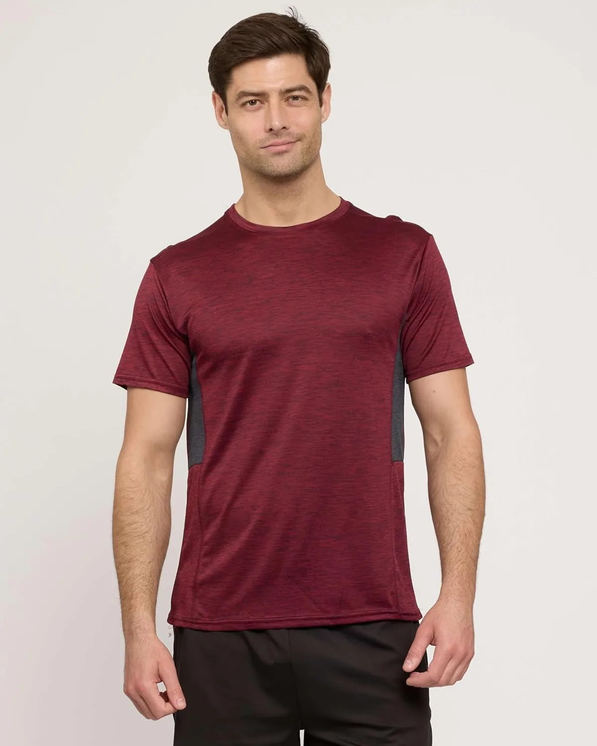 Real Essentials 5 Pack: Mens Short Sleeve Dry Fit Active Crew Neck T Shirt - Athletic Running Gym Workout Tee Tops