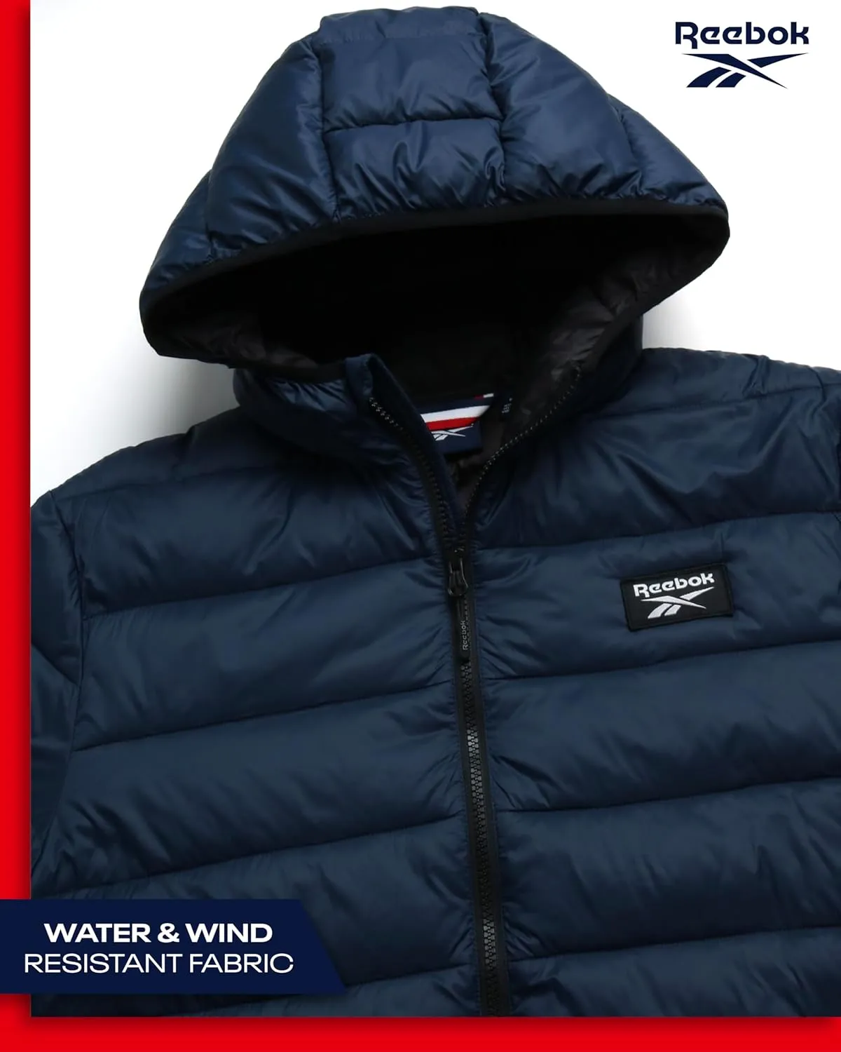 Reebok Men's Jacket  Lightweight Hooded Quilted Puffer Coat  Warm Insulated Winter Jacket for Men (S-4X)