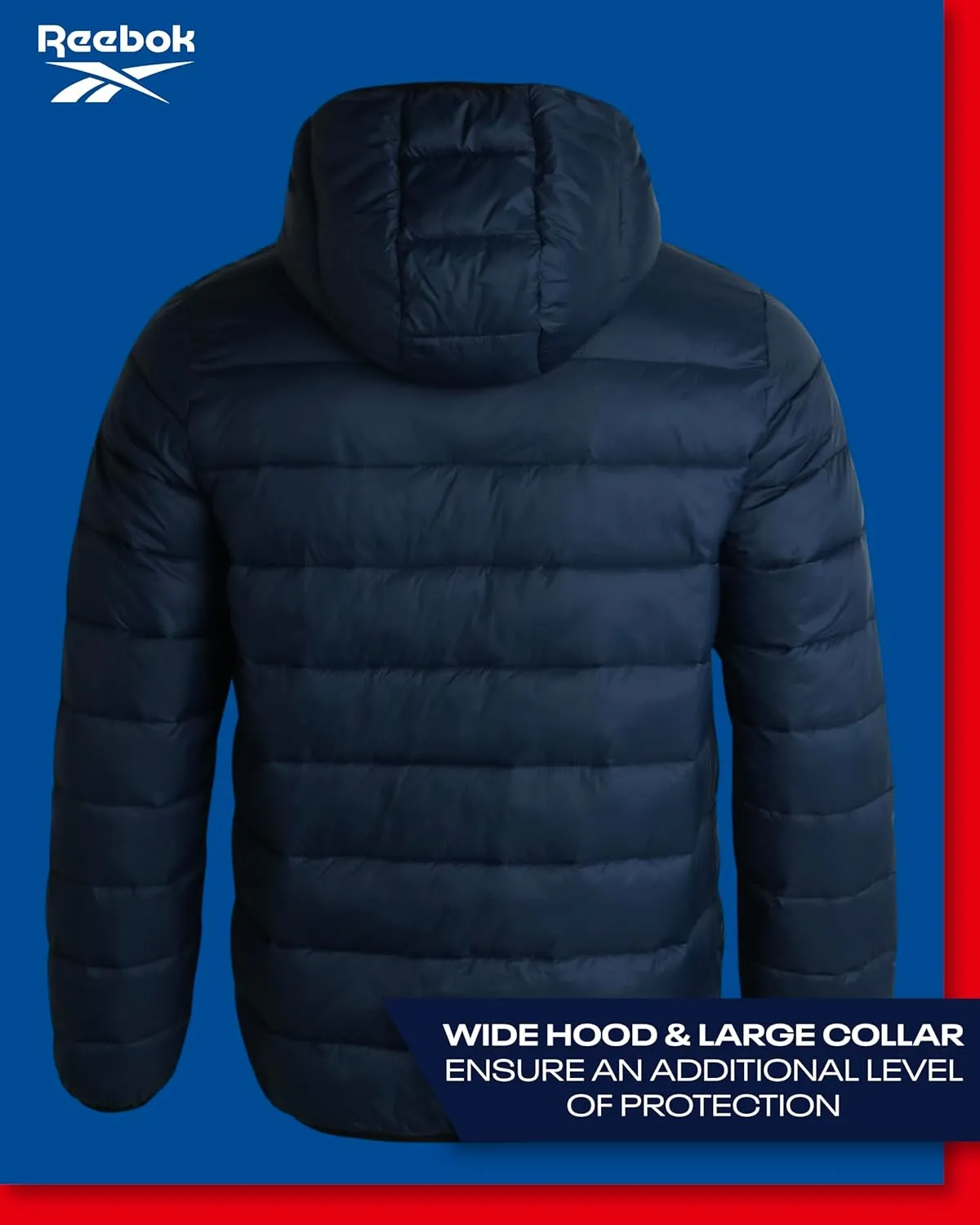 Reebok Men's Jacket  Lightweight Hooded Quilted Puffer Coat  Warm Insulated Winter Jacket for Men (S-4X)