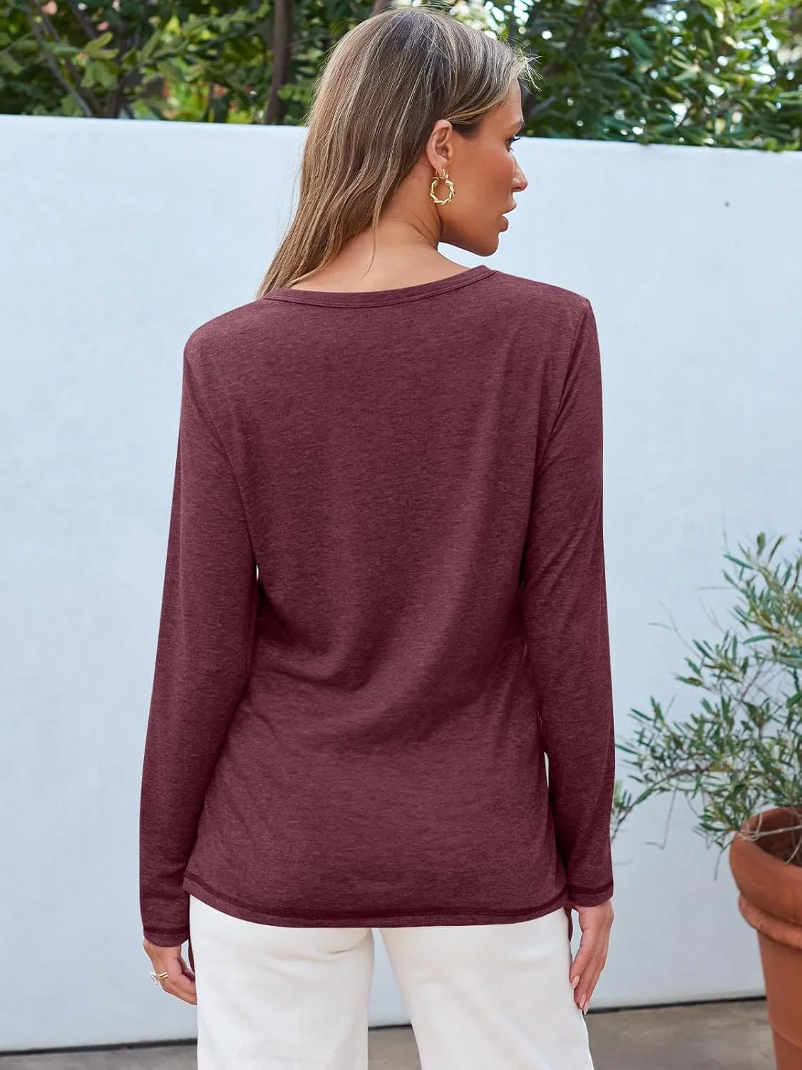 SUNBS Womens 3 Packs Long Sleeve Shirts Loose Fit Fall Tops Fashion Clothes Outfits 2025 Basic Tee Crew Neck Tops