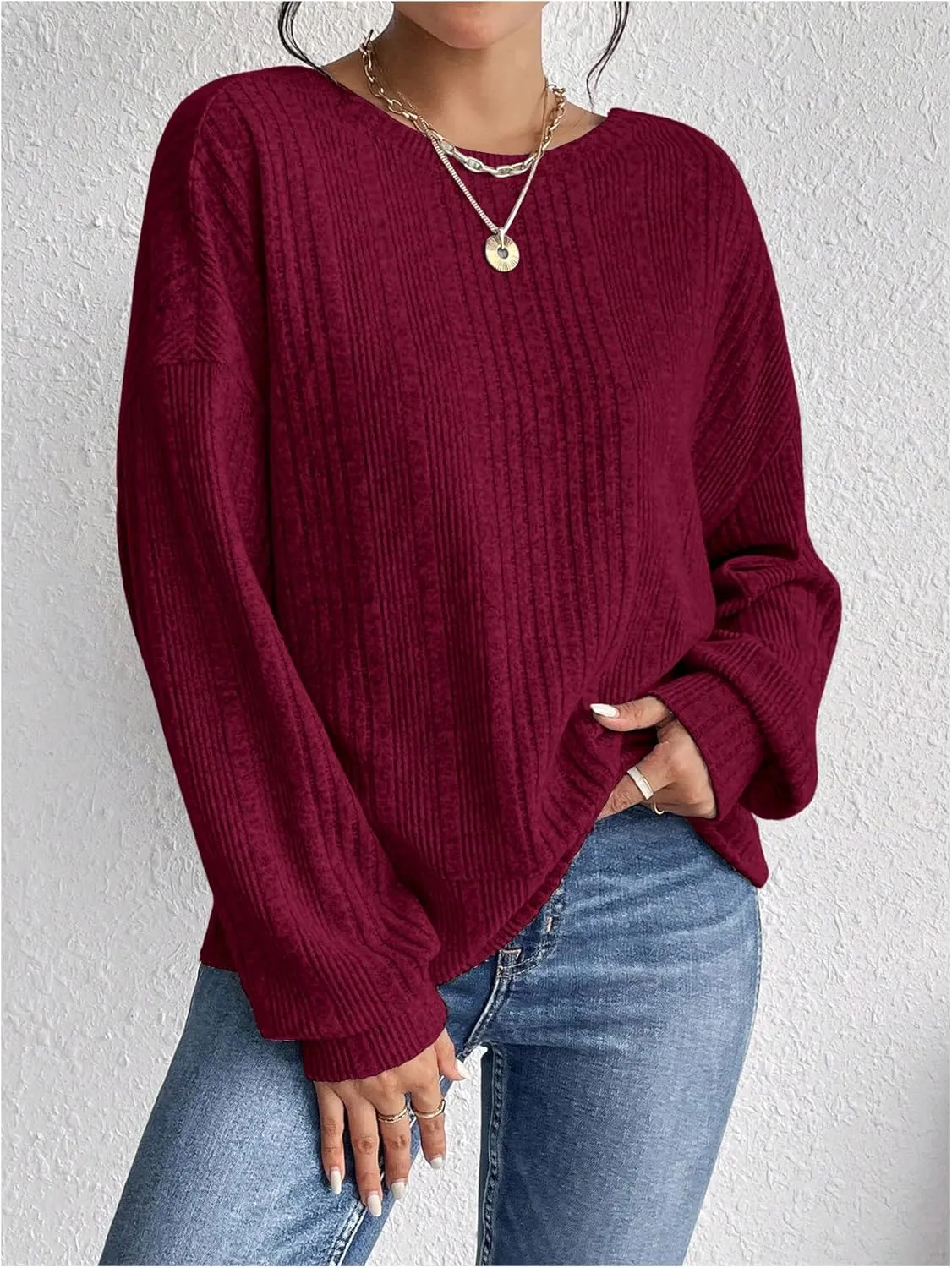 SweatyRocks Women's Criss Cross Round Neck Pullover Sweaters Long Sleeve Loose Cut Out Back Knit Tee Tops Backless Shirts