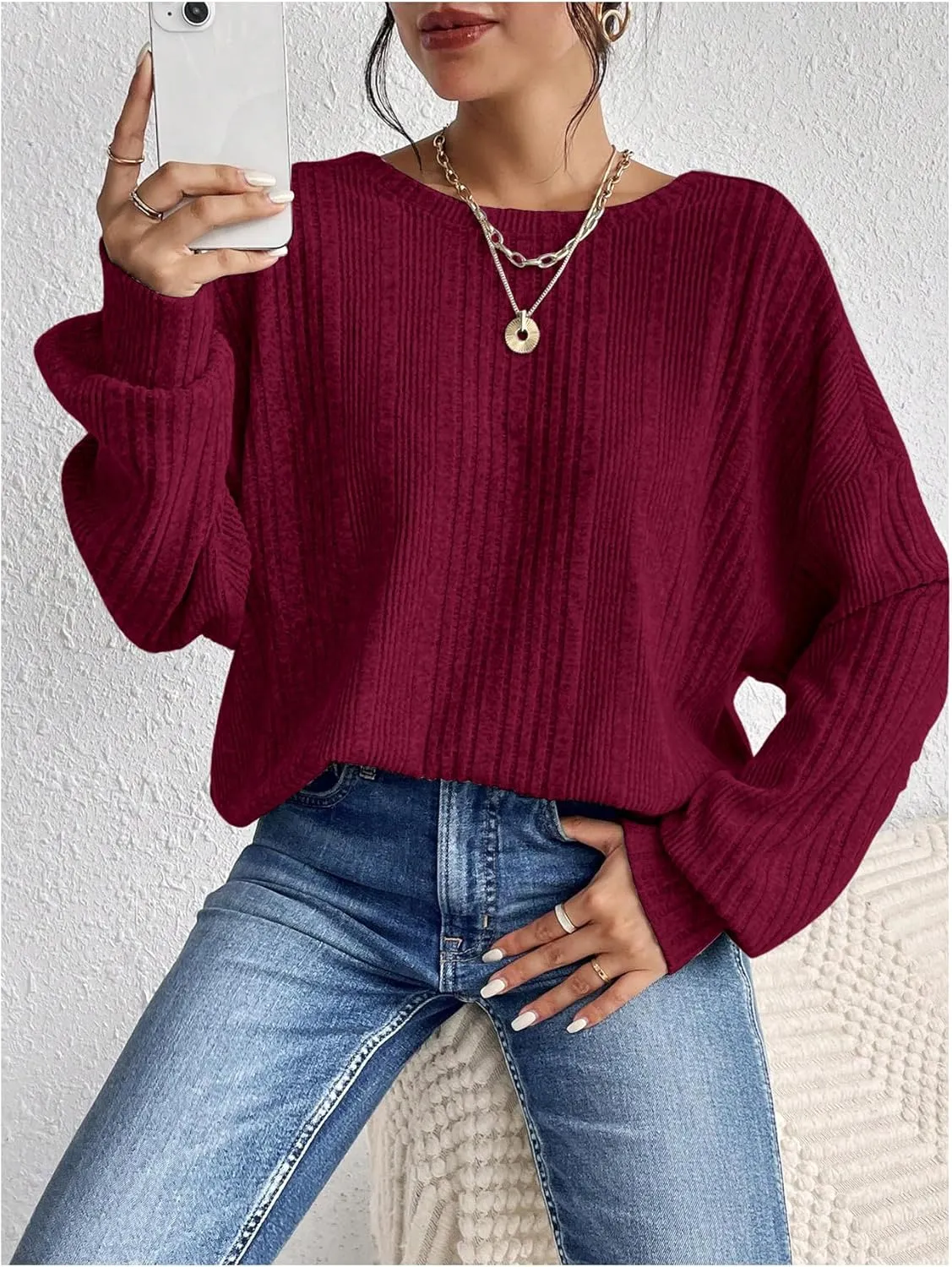 SweatyRocks Women's Criss Cross Round Neck Pullover Sweaters Long Sleeve Loose Cut Out Back Knit Tee Tops Backless Shirts