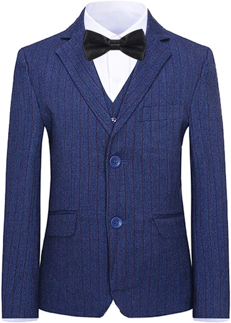 SWOTGdoby Boys Suits 3 Pieces Formal Suit Set Plaid Blazer Vest Pants Slim Fit Suit Jacket for Wedding Party