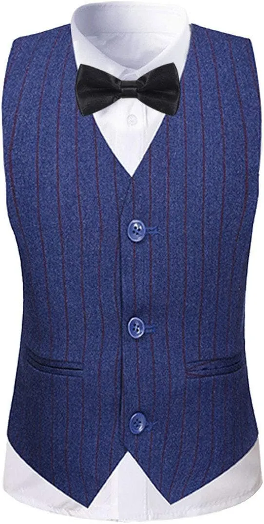 SWOTGdoby Boys Suits 3 Pieces Formal Suit Set Plaid Blazer Vest Pants Slim Fit Suit Jacket for Wedding Party