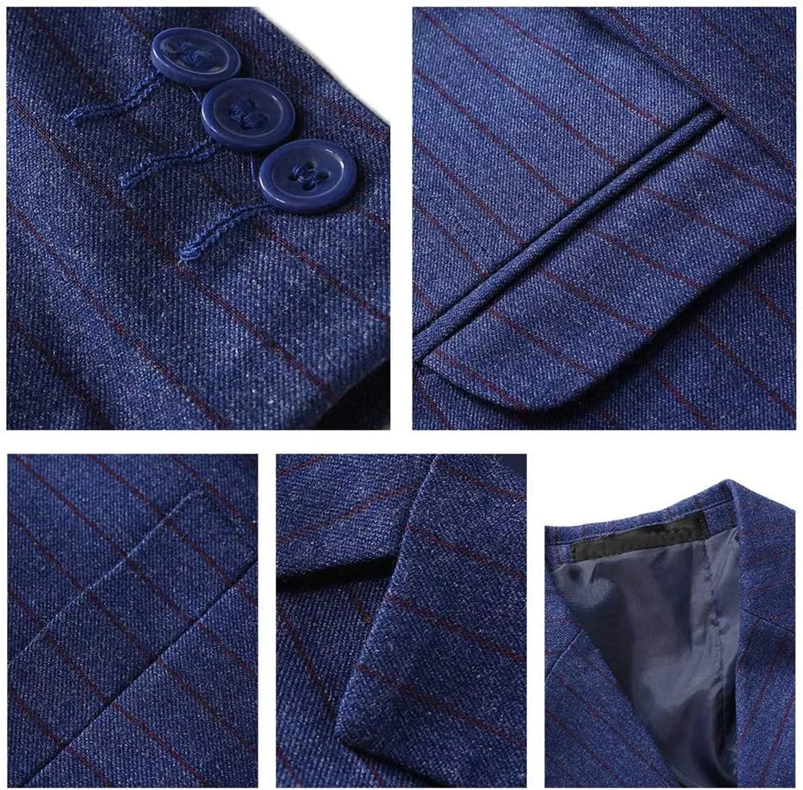 SWOTGdoby Boys Suits 3 Pieces Formal Suit Set Plaid Blazer Vest Pants Slim Fit Suit Jacket for Wedding Party