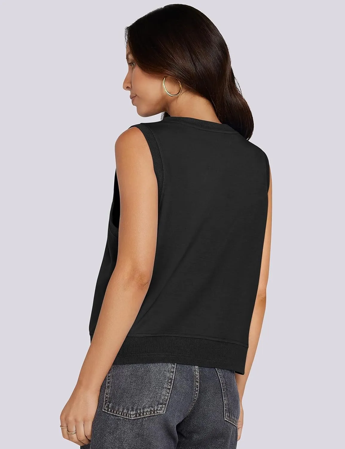 TARSE Women Crop Tank Tops Workout Crew Neck Sleeveless Loose Basic Shirts Boxy Athletic Gym Casual Tee Summer Trendy Clothes