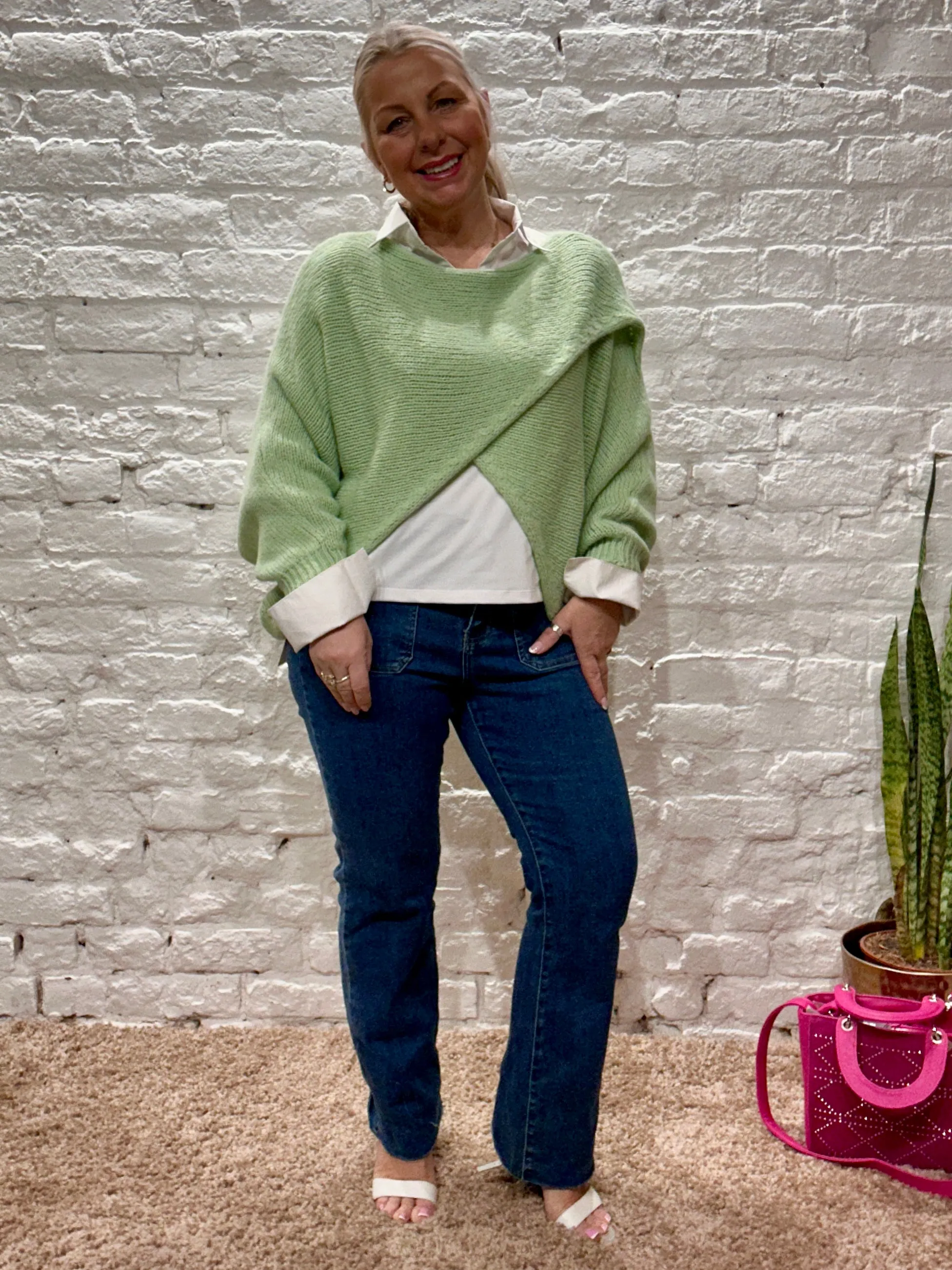 The Criss cross Cosy Chunky Knit Jumper With Long Sleeves
