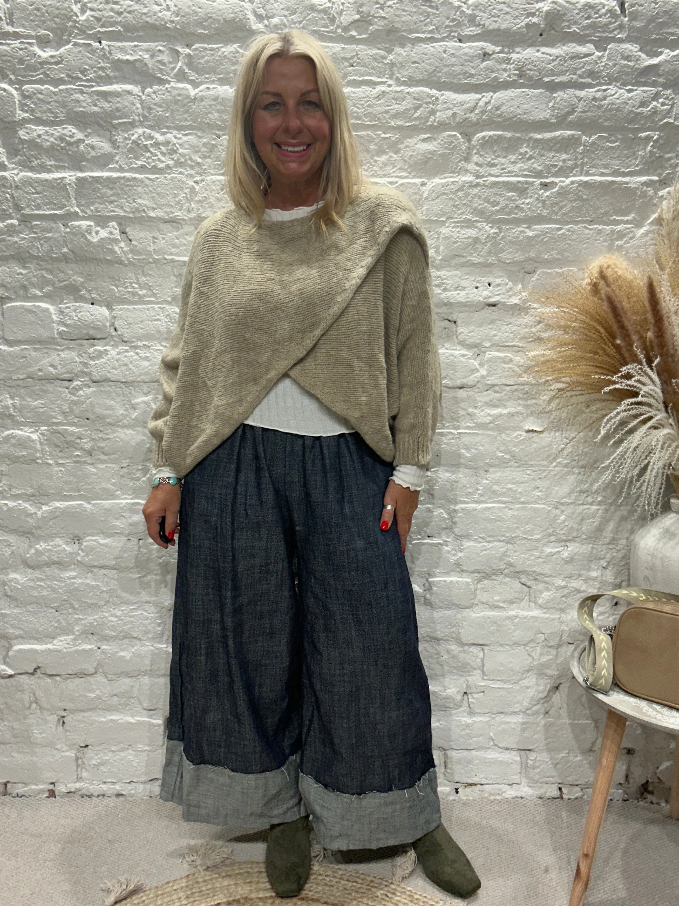 The Criss cross Cosy Chunky Knit Jumper With Long Sleeves