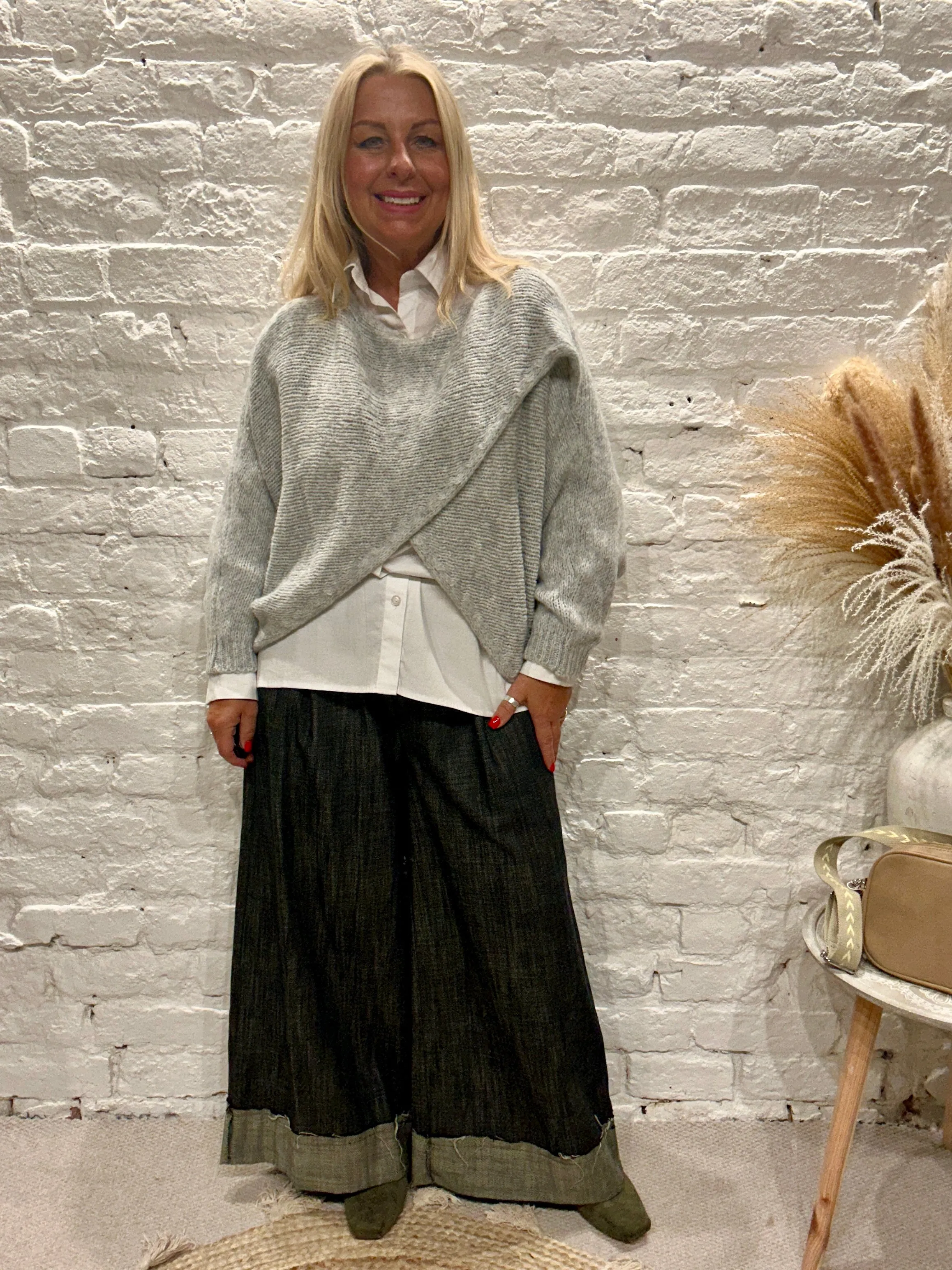 The Criss cross Cosy Chunky Knit Jumper With Long Sleeves