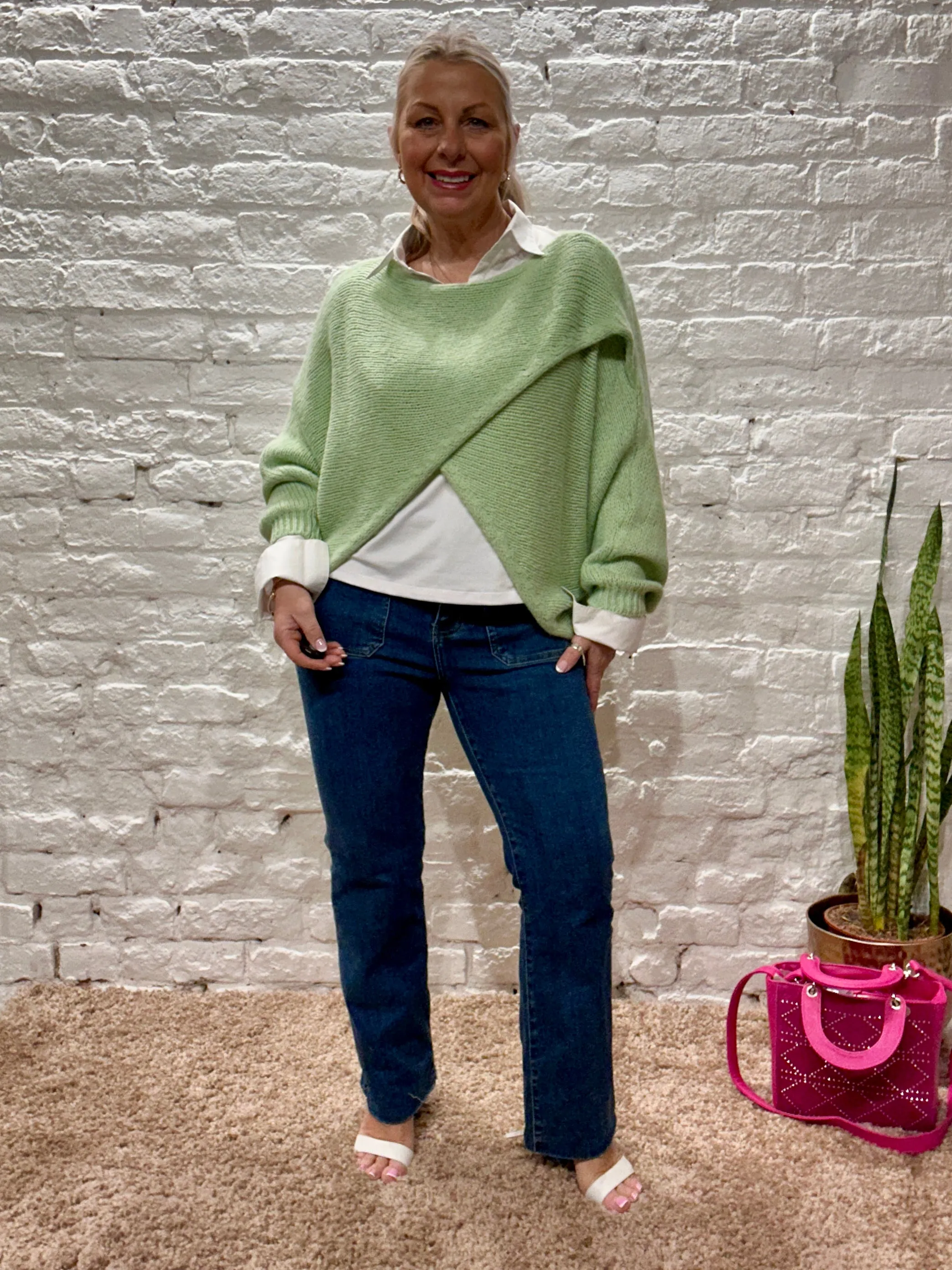 The Criss cross Cosy Chunky Knit Jumper With Long Sleeves