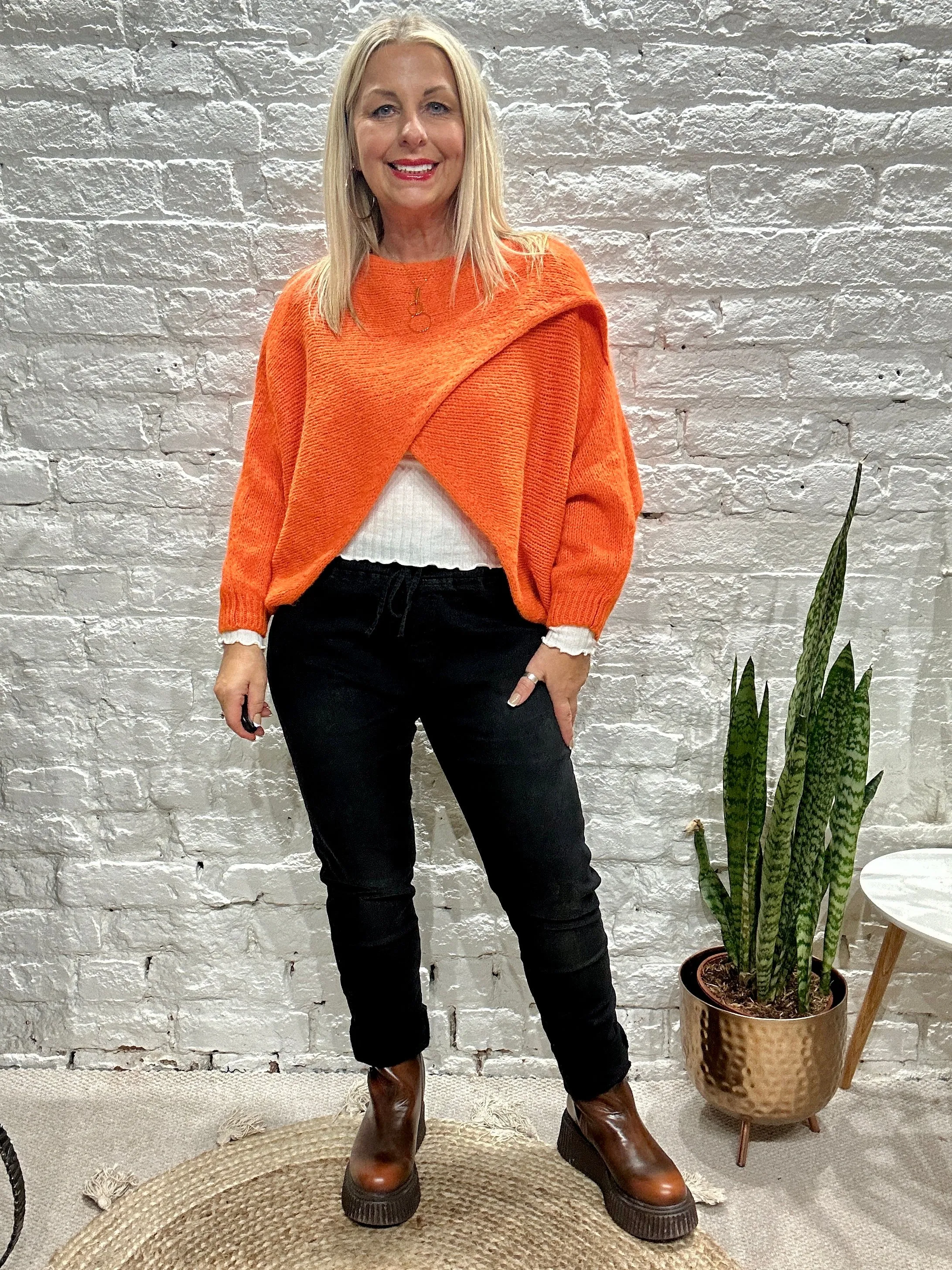 The Criss cross Cosy Chunky Knit Jumper With Long Sleeves