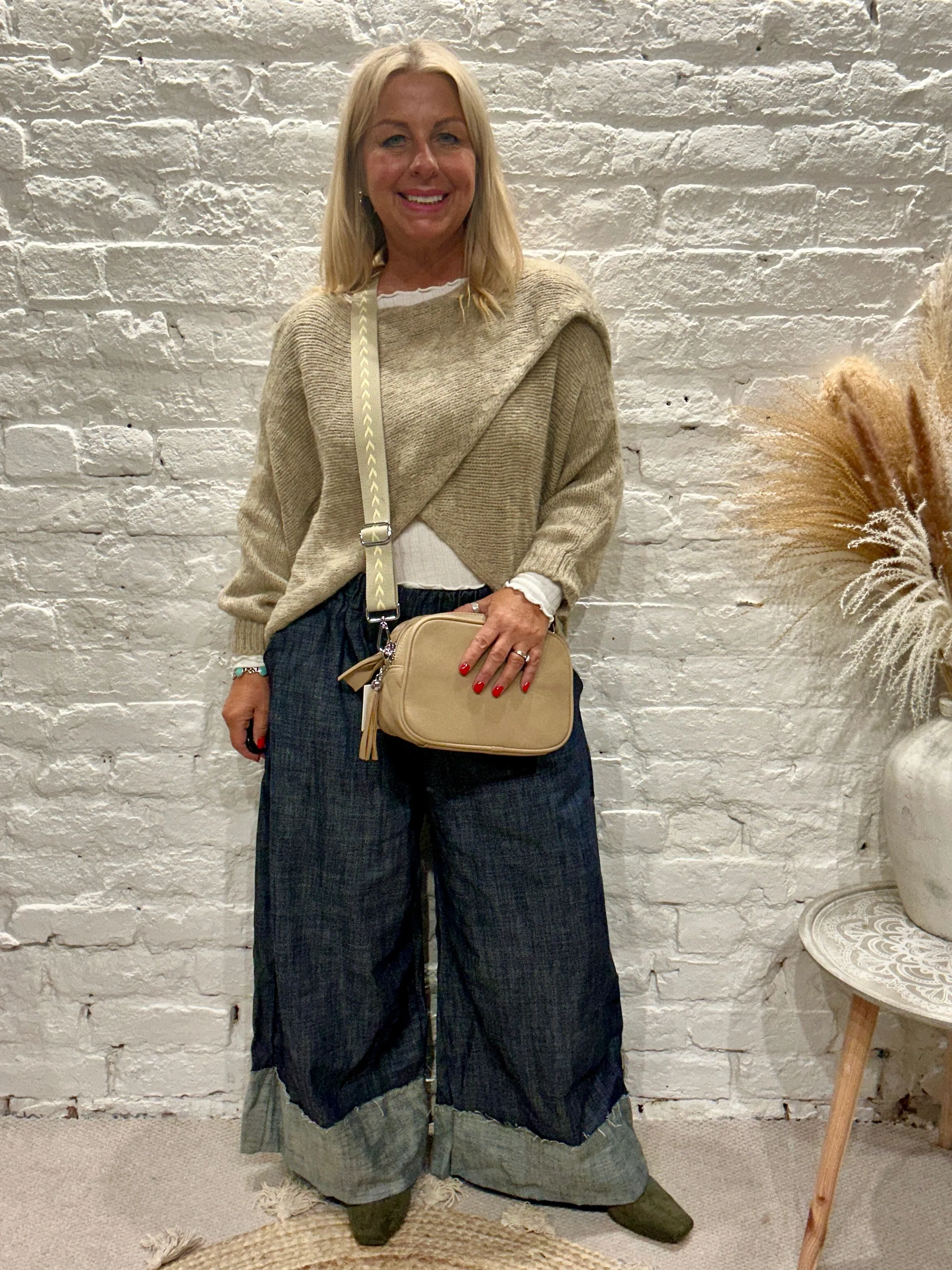 The Criss cross Cosy Chunky Knit Jumper With Long Sleeves