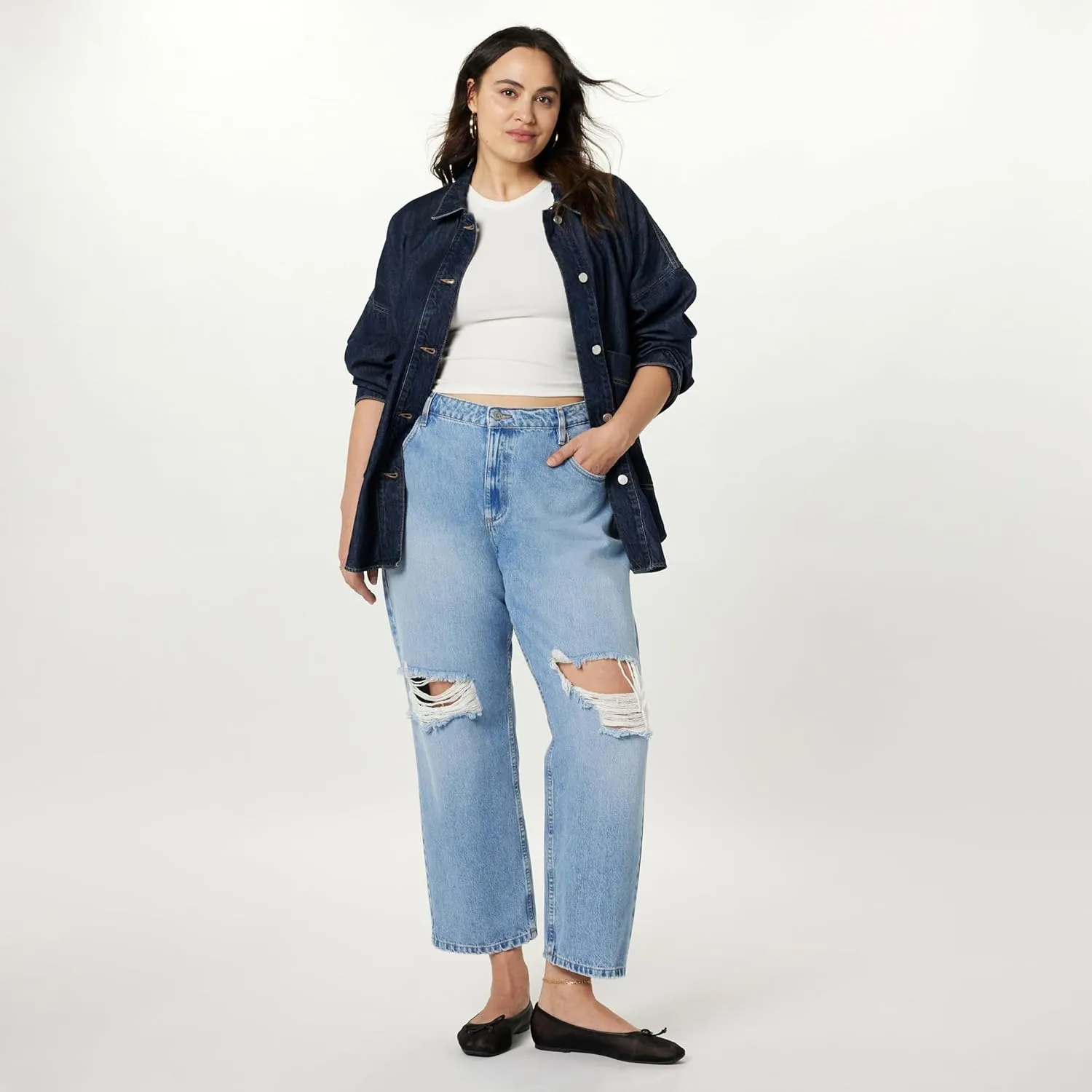 The Drop Women's Pilar Long Denim Shirt Jacket