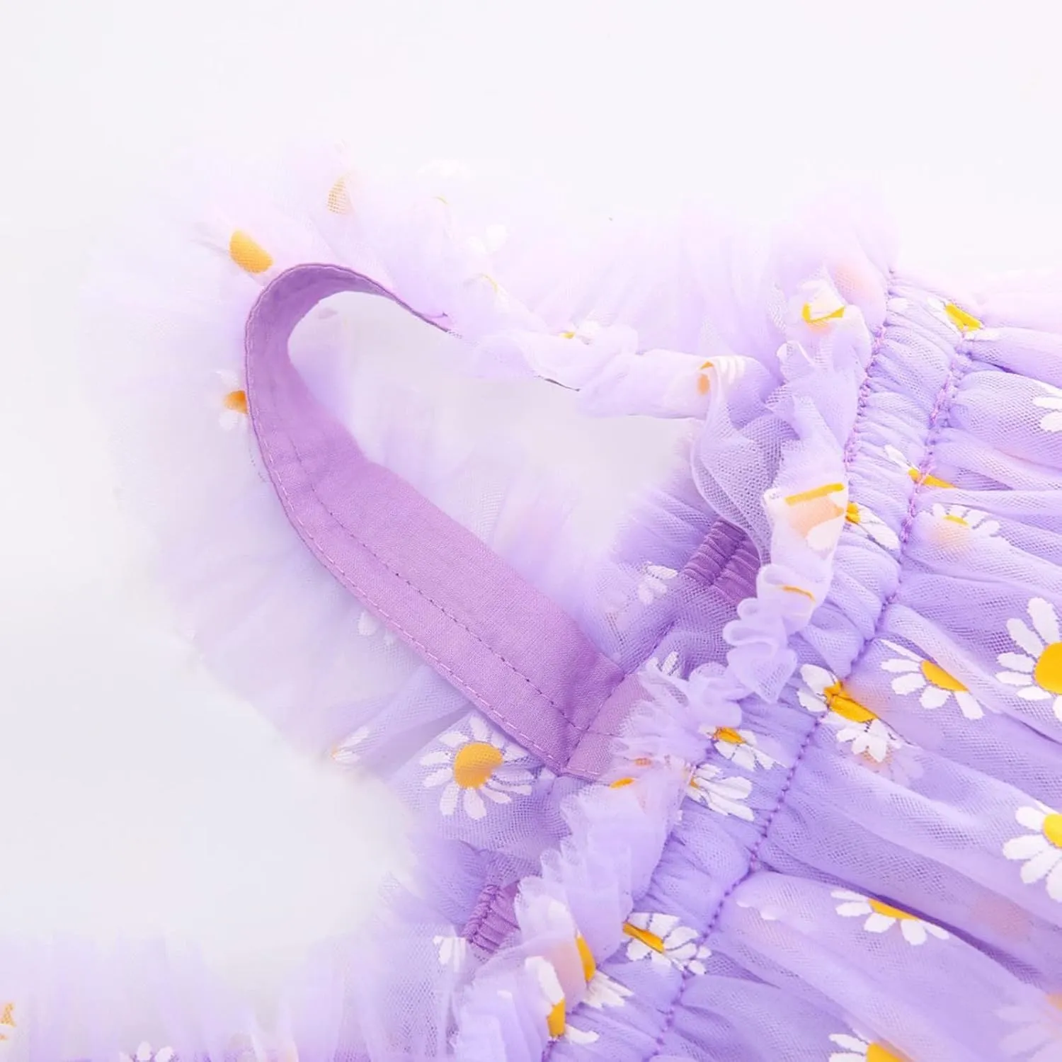 Toddler Baby Girl Tutu Dress Floral Print Tulle Dress Little Girl Sleeveless Princess Dresses with Flower Headband