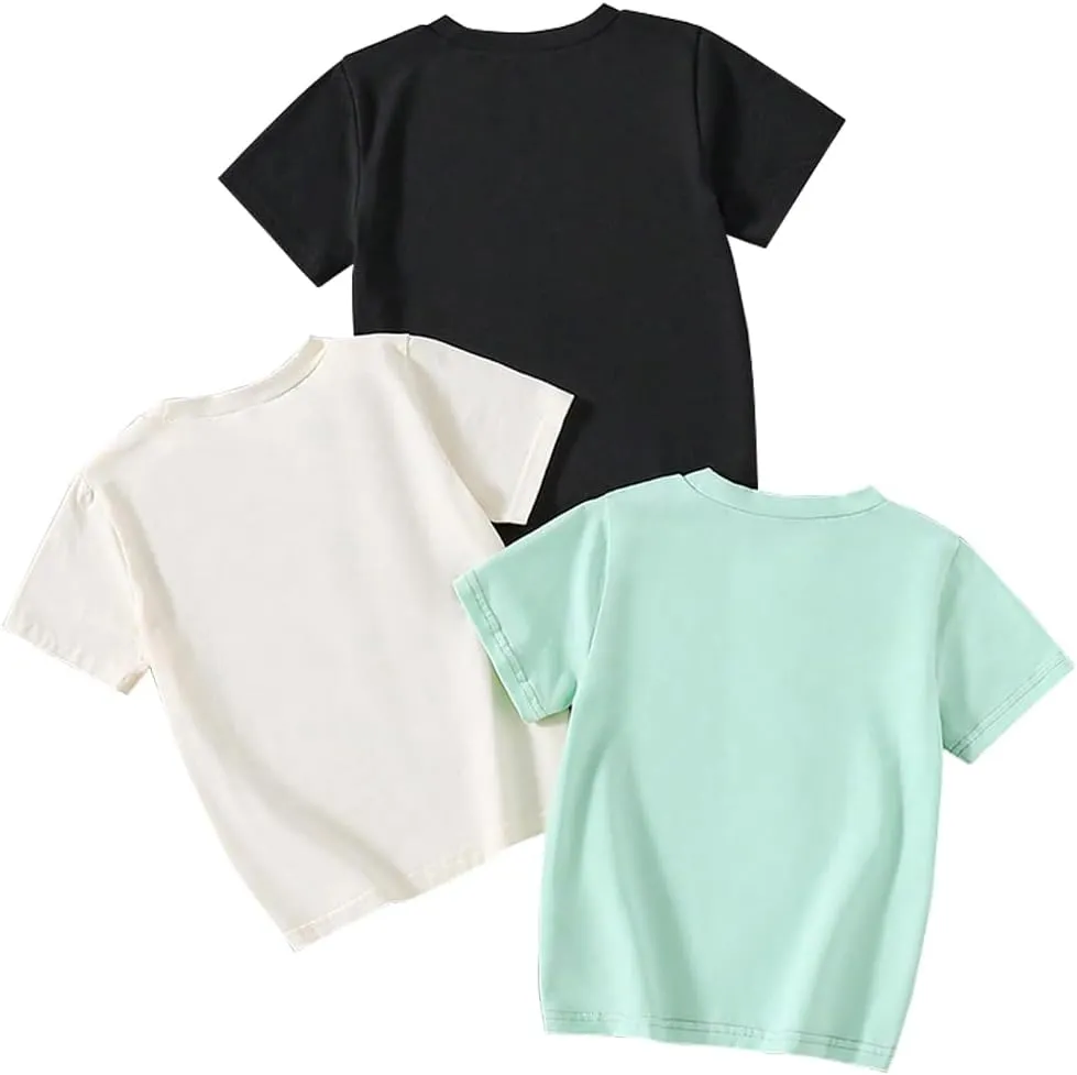 Toddler Boy T Shirt-Car Pattern Printed Short Sleeve-3 Piece Little Boys Summer Outfits Tee Set Size (3-7T)