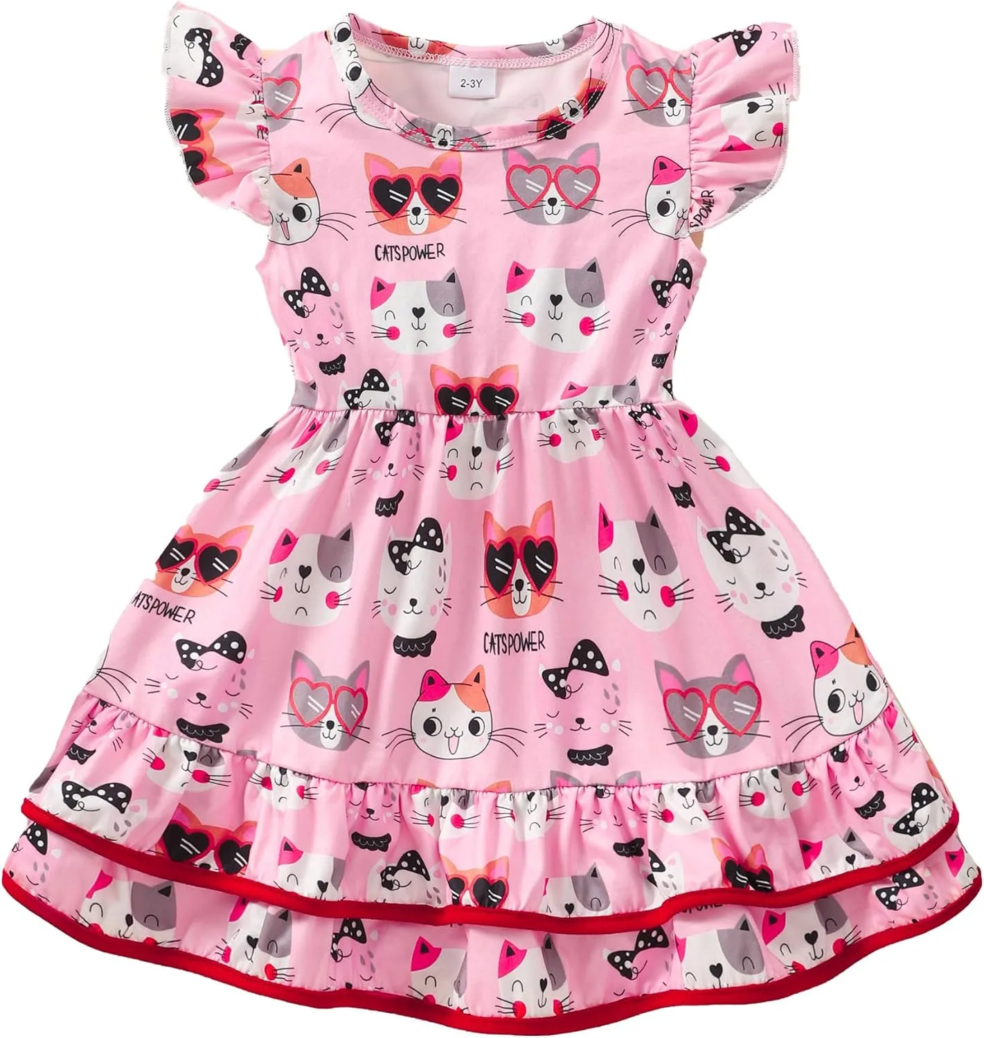 Toddler Little Girl Summer Dresses Kids Cute Casual Flutter Sleeve Tiered Smock Dress 2-7 Years
