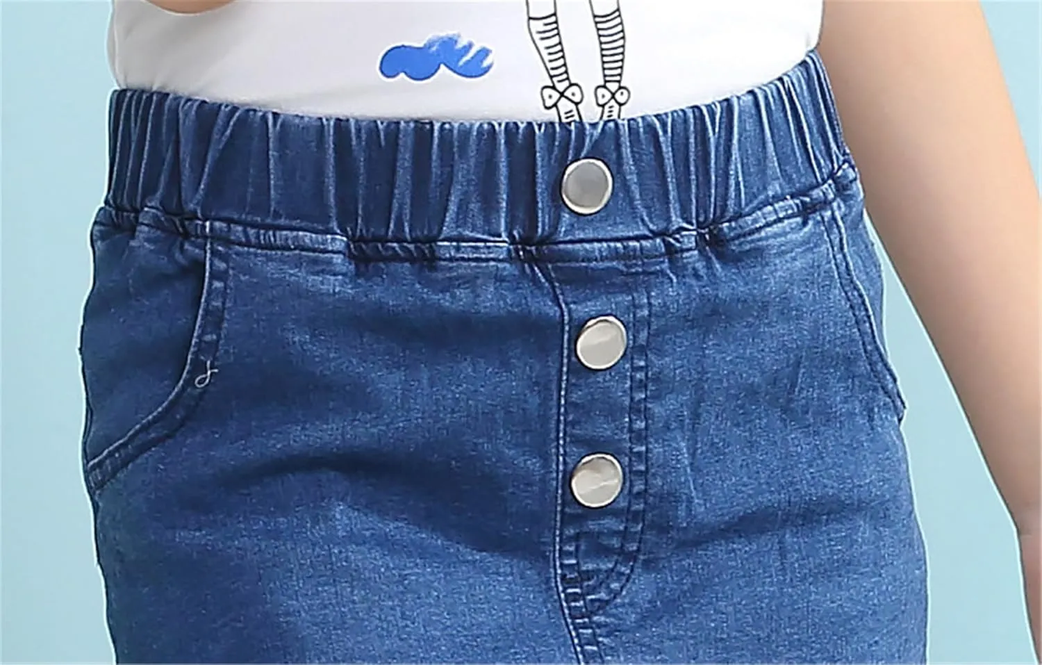 Umeyda Girls Skirts Casual Stretch Waist Denim Skirts A-line Ruffle Short Mini Jean for Kid
