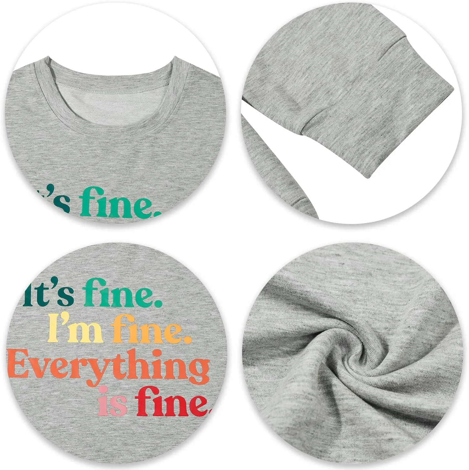 VILOVE Funny Sweatshirts for Women Its Fine Im Fine Everything is Fine Shirts Inspirational T-Shirt Cute Sayings Tee Tops