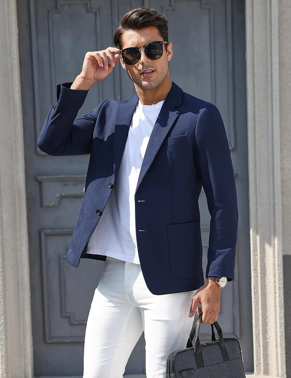 Vssjavun Mens Blazer Sport Coats Casual Lightweight Two Button Dinner Party Suit Jackets