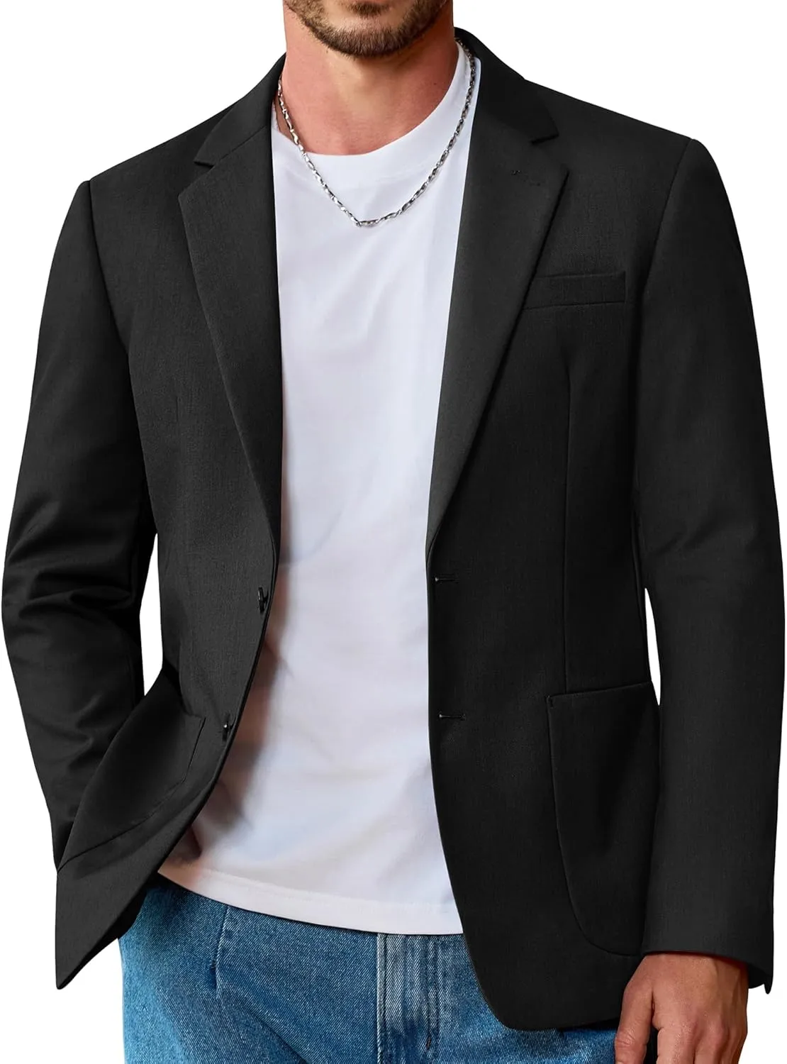 Vssjavun Mens Blazer Sport Coats Casual Lightweight Two Button Dinner Party Suit Jackets