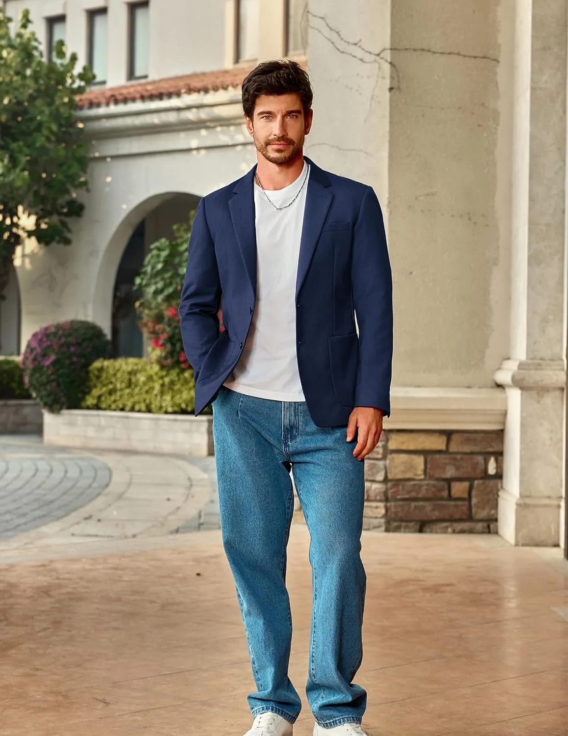 Vssjavun Mens Blazer Sport Coats Casual Lightweight Two Button Dinner Party Suit Jackets