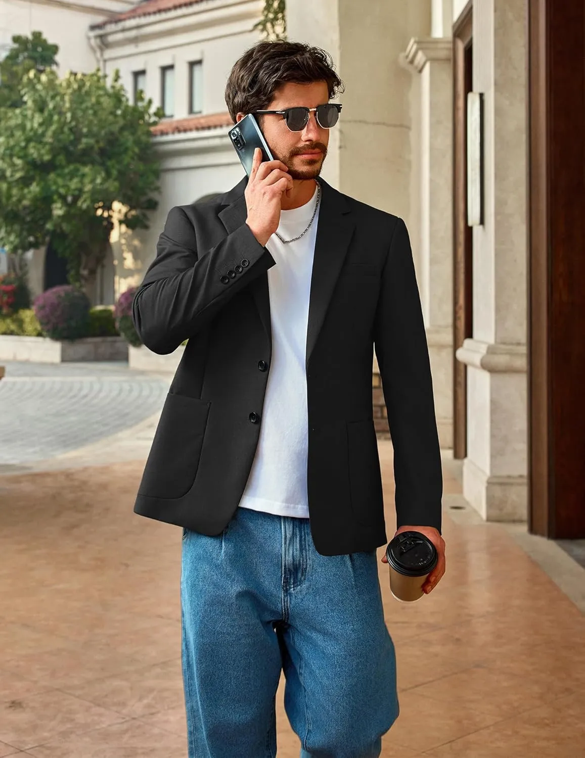 Vssjavun Mens Blazer Sport Coats Casual Lightweight Two Button Dinner Party Suit Jackets