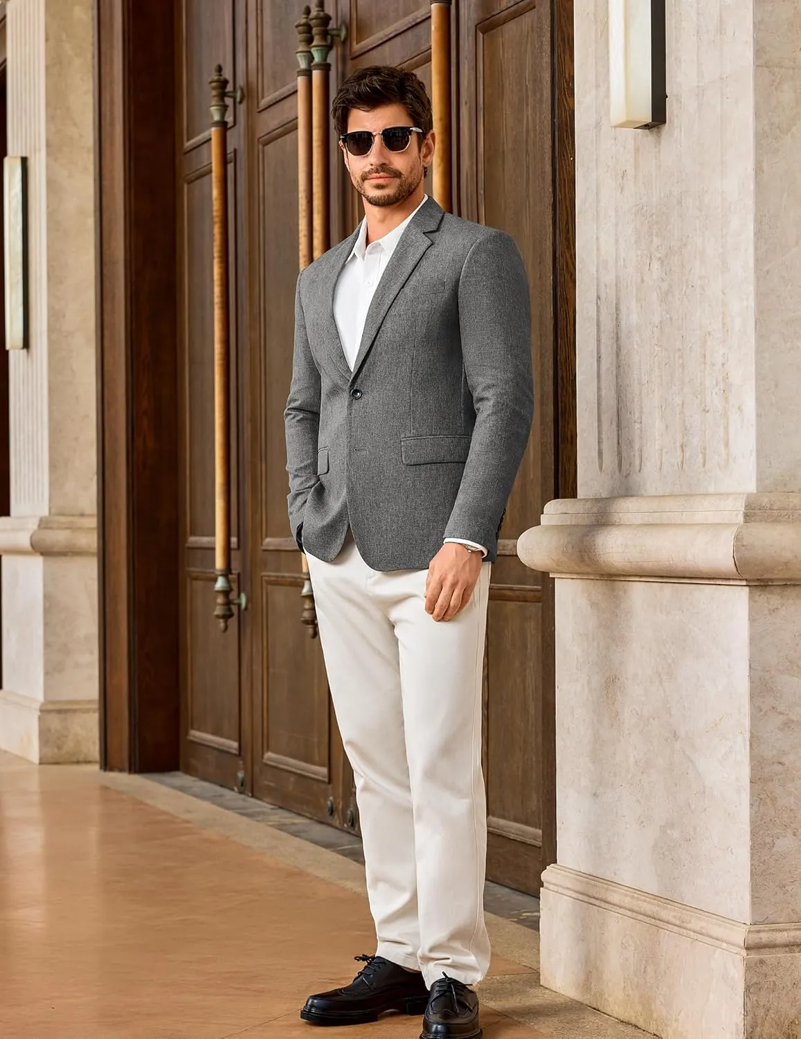 Vssjavun Mens Sport Coats Casual Blazer Two Button Lightweight Business Suit Jacket