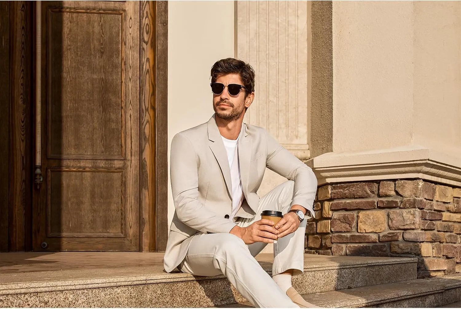 Vssjavun Mens Sport Coats Casual Blazer Two Button Lightweight Business Suit Jacket