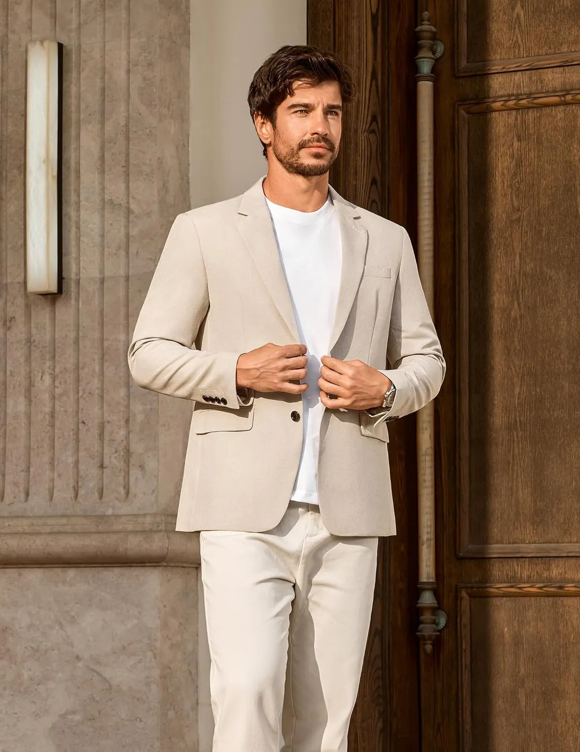 Vssjavun Mens Sport Coats Casual Blazer Two Button Lightweight Business Suit Jacket