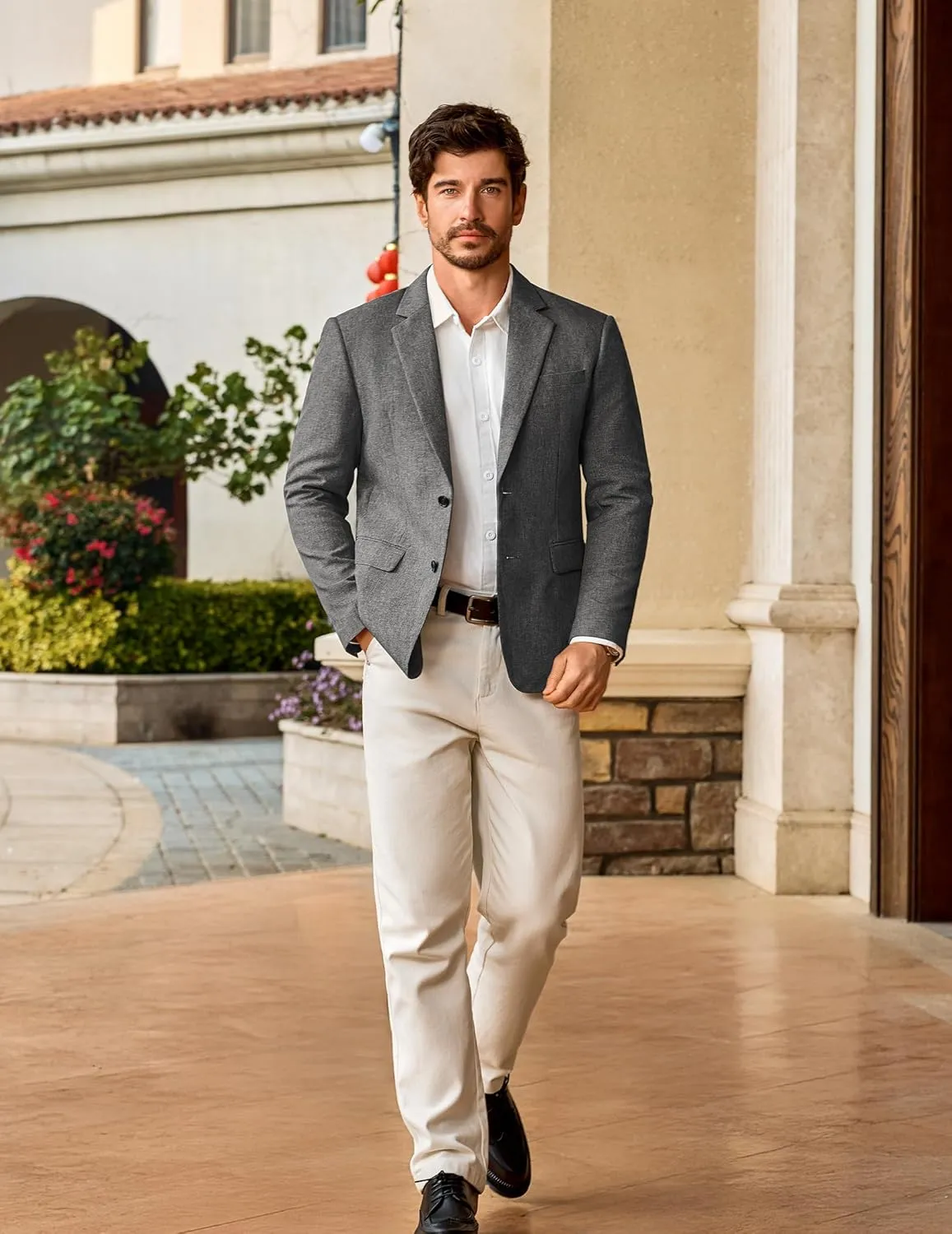 Vssjavun Mens Sport Coats Casual Blazer Two Button Lightweight Business Suit Jacket