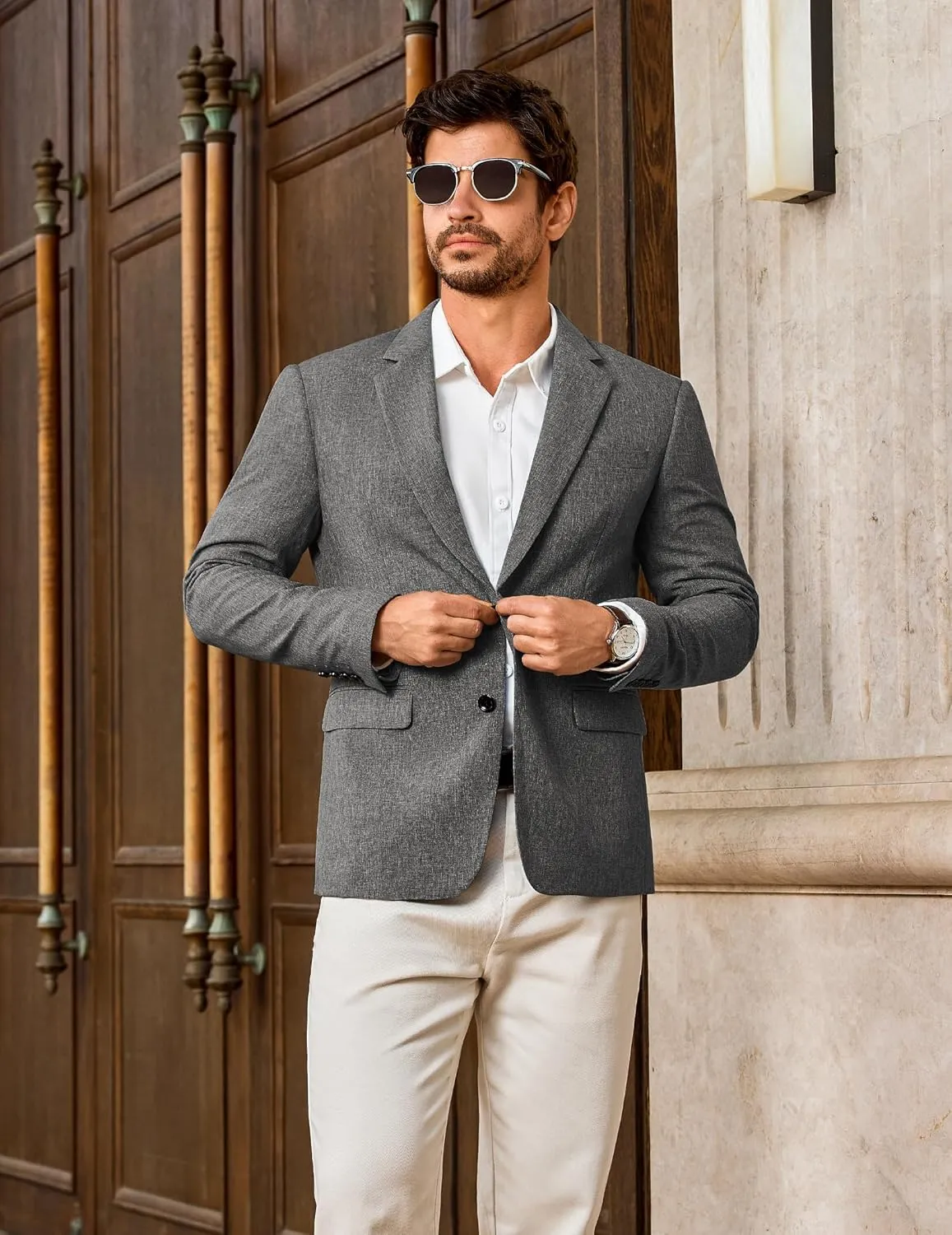 Vssjavun Mens Sport Coats Casual Blazer Two Button Lightweight Business Suit Jacket
