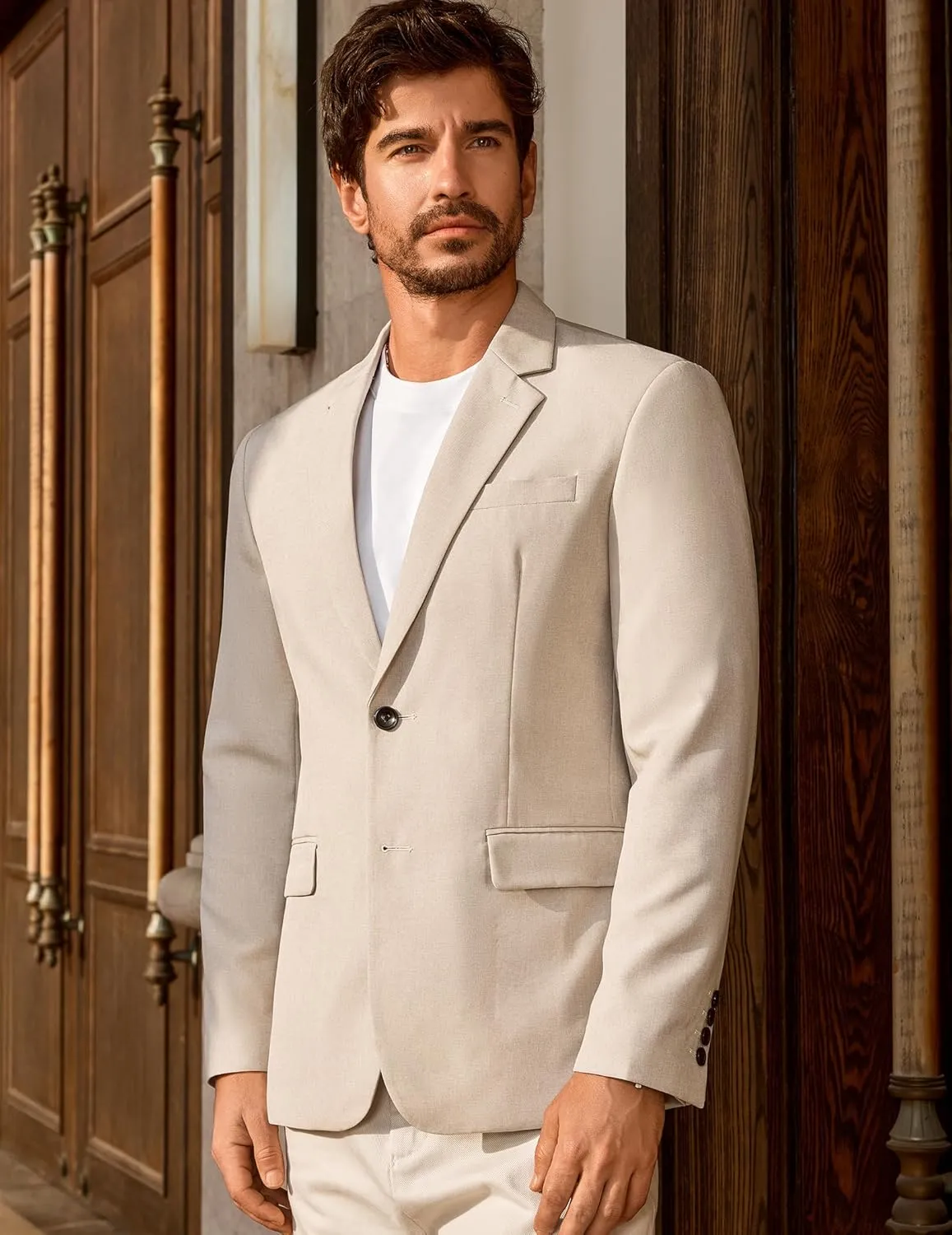 Vssjavun Mens Sport Coats Casual Blazer Two Button Lightweight Business Suit Jacket