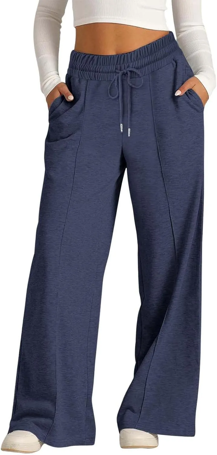 Wide Leg Sweatpants Women High Waist Baggy Sweat Pants Straight Leg Loose Workout Lounge Pants with Pockets