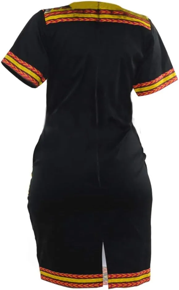 Womens African Attir Bohemian Dashiki Traditional Tribal Vintage Ethnic Midi Dresses