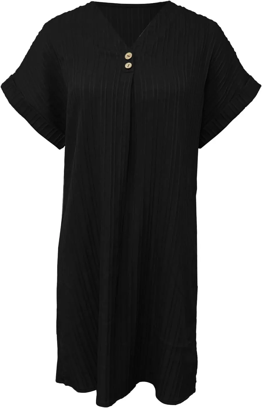 Womens Button Down Shirt Dress Summer Cotton Linen Dress V-Neck Mini Dress Casual Short Sleeve Loose Tunic Dresses