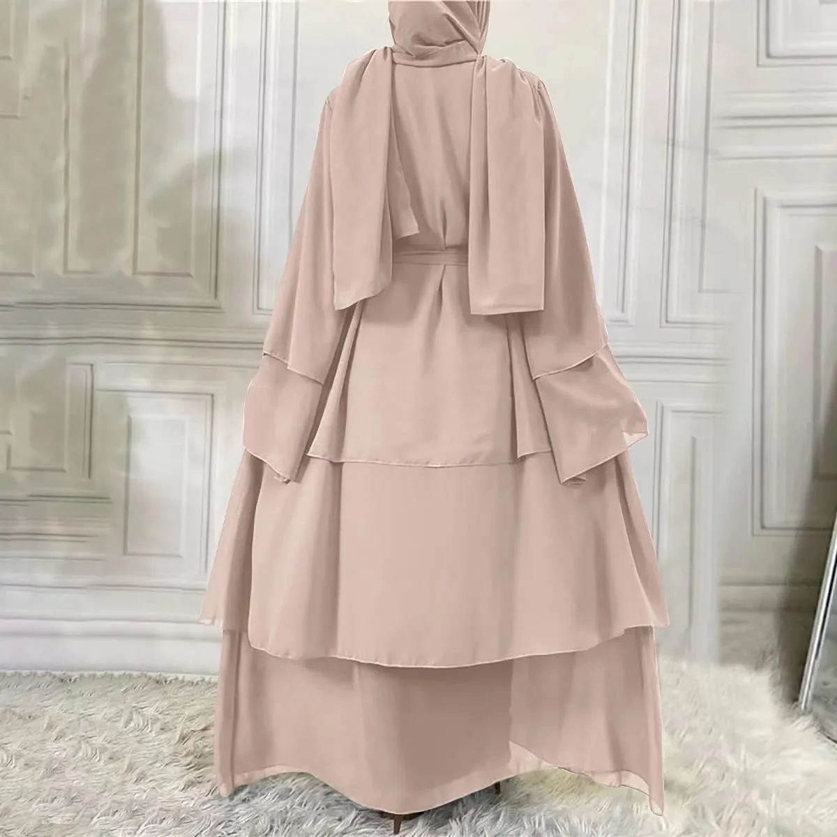 Women's Dubai Style Solid Color Cardigan Robe Muslim Modern Casual Dresses Abaya For Ramadan Outfits Modest Islamic