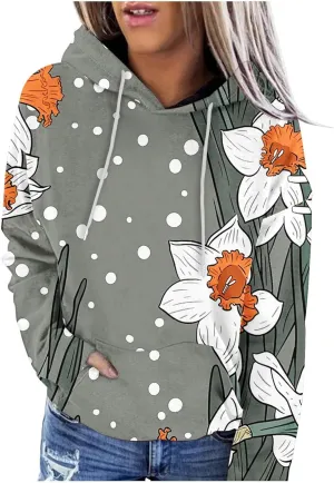 Women's Fall Casual Oversized Hoodies Trendy Long Sleeve Sweatshirts Graphic Print Pullover Lightweight Tops
