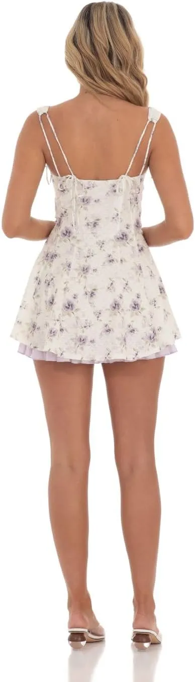 Womens Floral Mini Dress Sleeveless Sweetheart Neck Mini A-Line Dress Ruffle Backless Summer Boho Flowy Short Dress