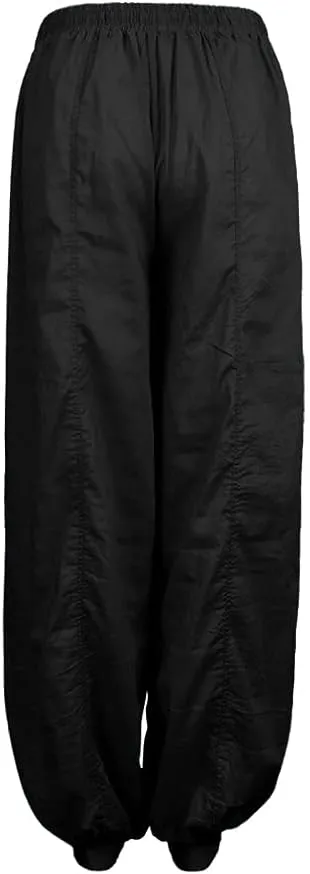 Womens Linen Summer Y2K Streetwear Pant Trousers Elastic Waist Stretchy Loose Fit Pants Vacation